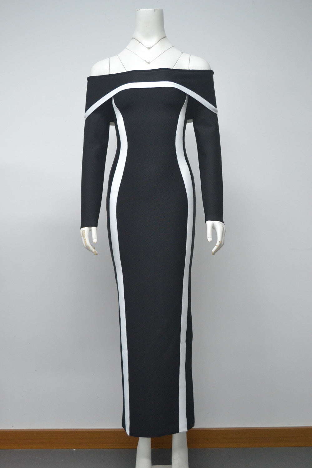 Women's Fashion Sexy Contrast Color Elegant Slim Sheath Dress