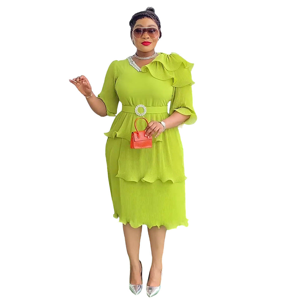Elegant Sweet Temperament Mid-length Pleated Dress Dresses