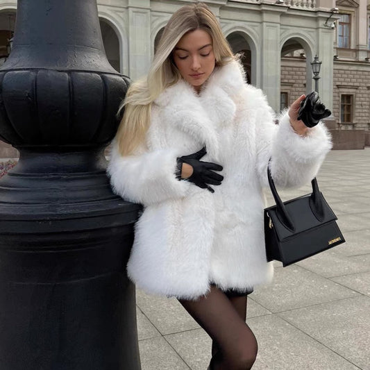 Fashion Solid Color High-grade Environmental Protection Imitation Fur Winter Coats