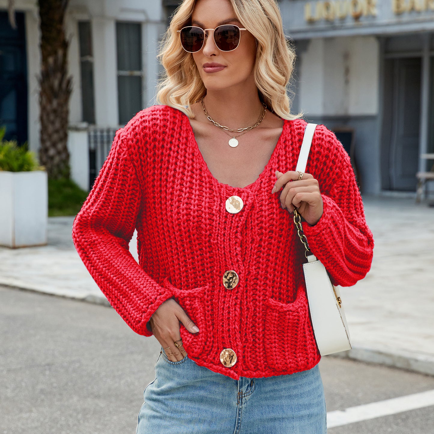 Women's Color Thick Needle Loose Soft Glutinous Idle Style Knitted Sweaters