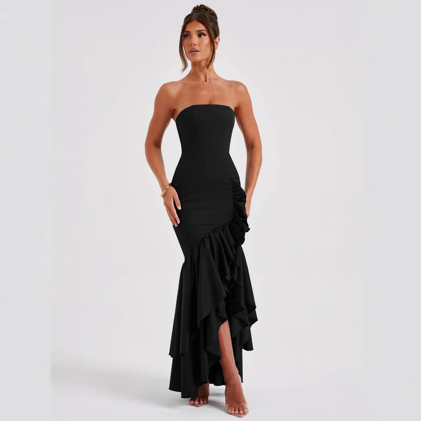 Women's Summer Elegant Tube Slit Fashion Slim Dress
