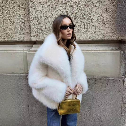 Women's Thickened Warm Faux Fox Street Style Coats