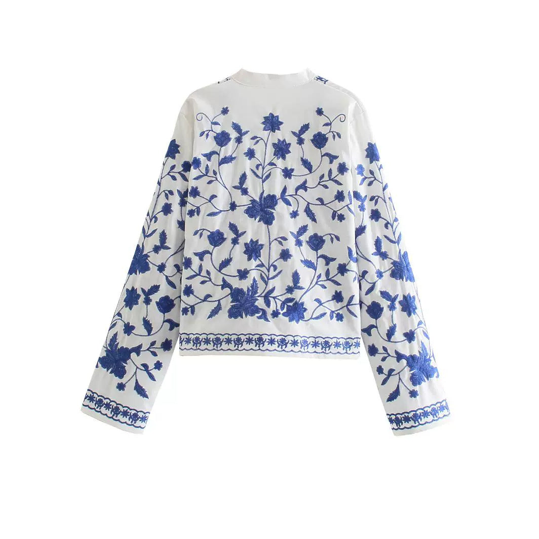 Trendy Spring Embroidered Leisure Loose Shirt Blouses