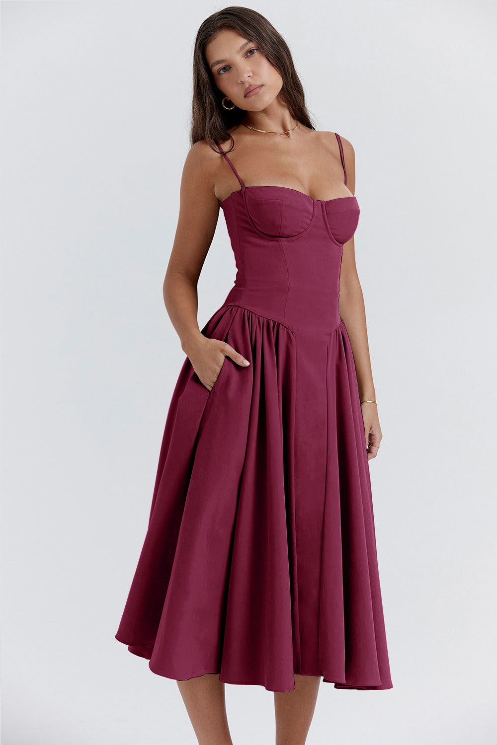 Women's Fashion Summer Sling Cinched Swing Dress Dresses