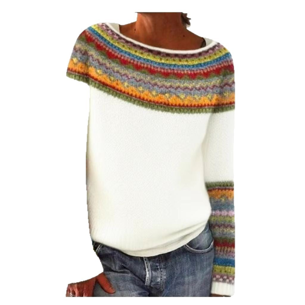 Women's Round Neck Multicolor Loose Fashion Pullover Sweaters