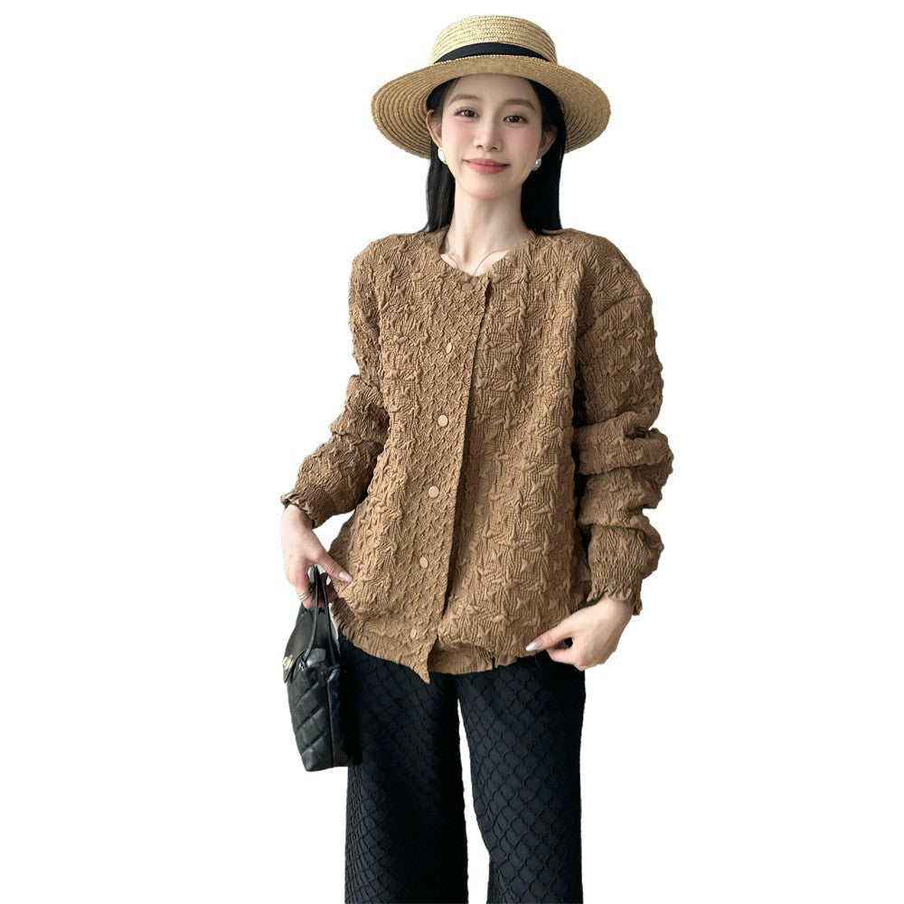 Pleated Baseball High Sense Counter Basic Style Coats