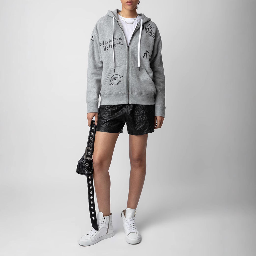 Women's Winter French Niche Iti Letters Printing Veet Sweaters