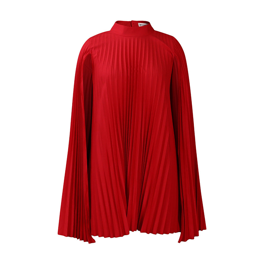 Women's Fashion Elegant Cape Loose Pleated African Dress