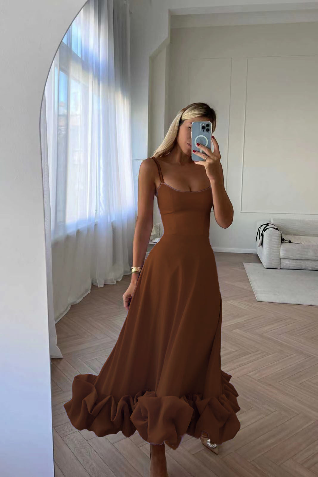 Women's Fashion Suspenders Large Swing Three-dimensional Flower A- Dresses