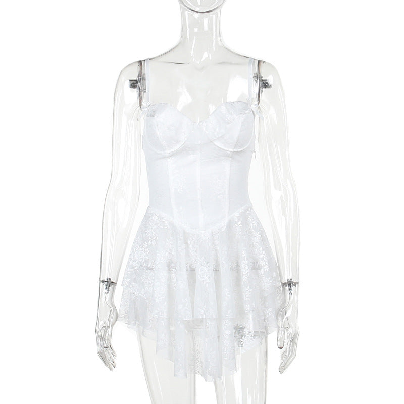 Suspender Dress Fashionable Temperament Slim Fit Ruffled Dresses