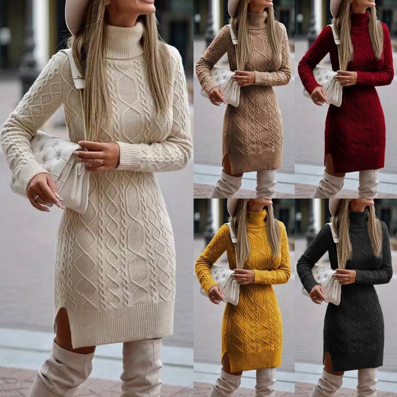 Women's Turtleneck Long Warm Sleeve Dress Sweaters