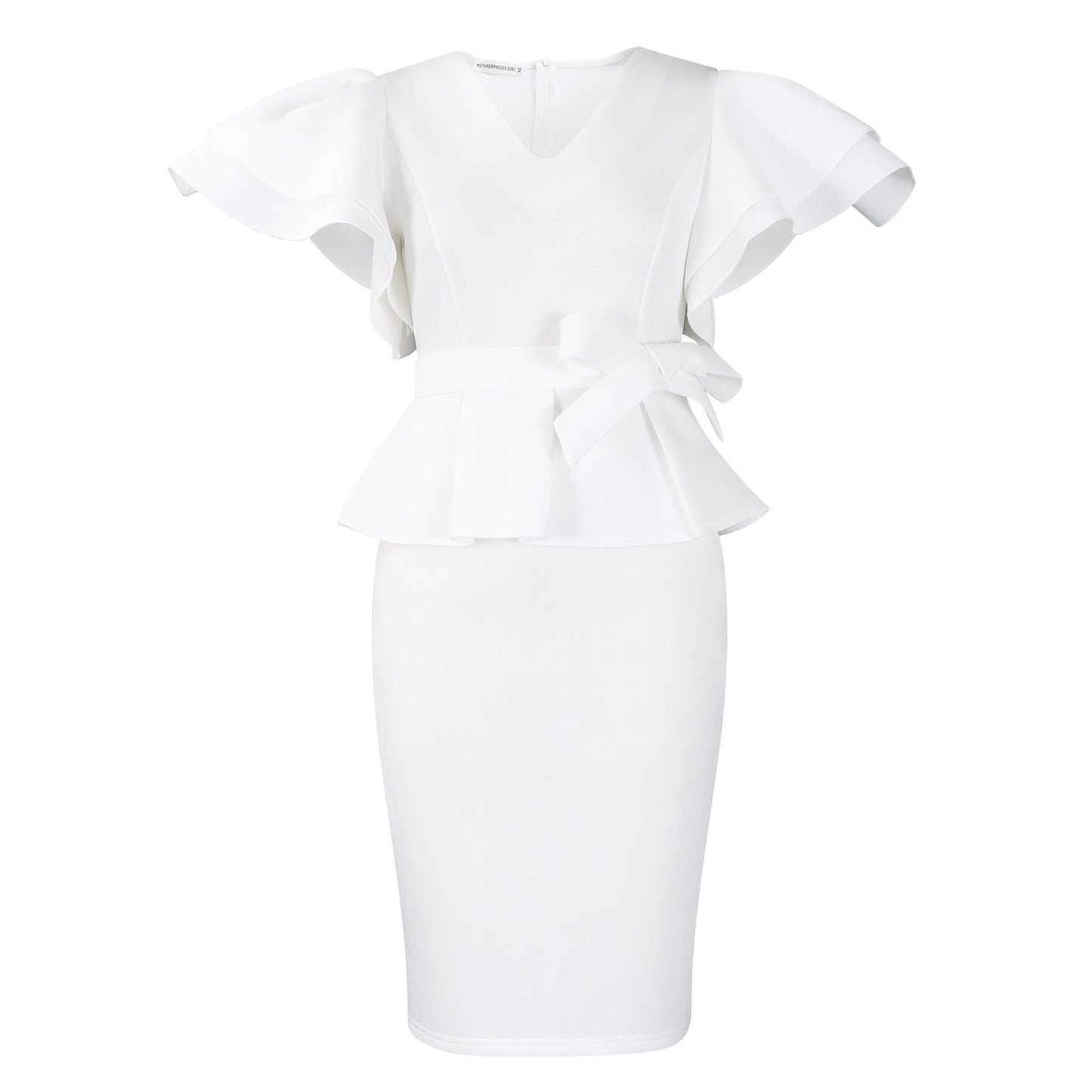Fashionable Elegant Flounced Solid Color Sheath Dress