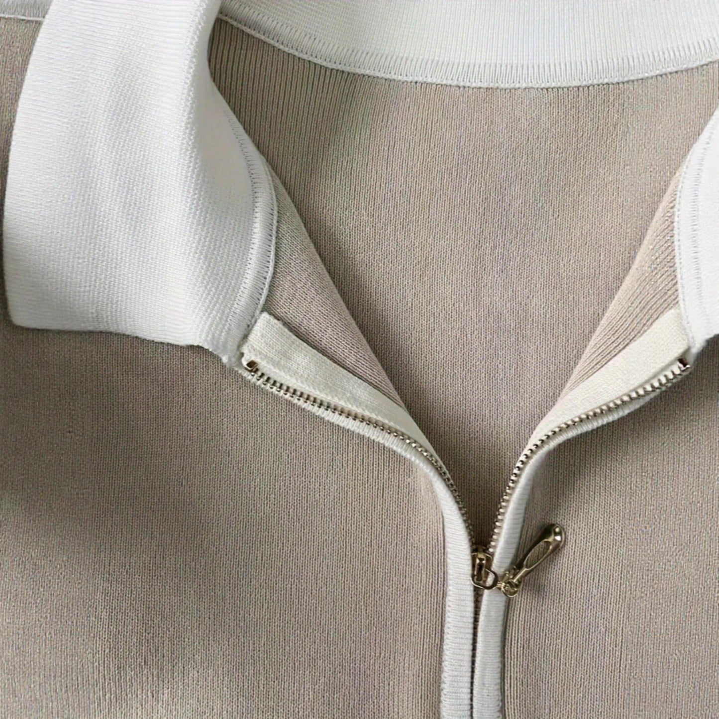 Casual Polo Collar Knitted Short-sleeved Shirt Zipper Color Women's Sweater
