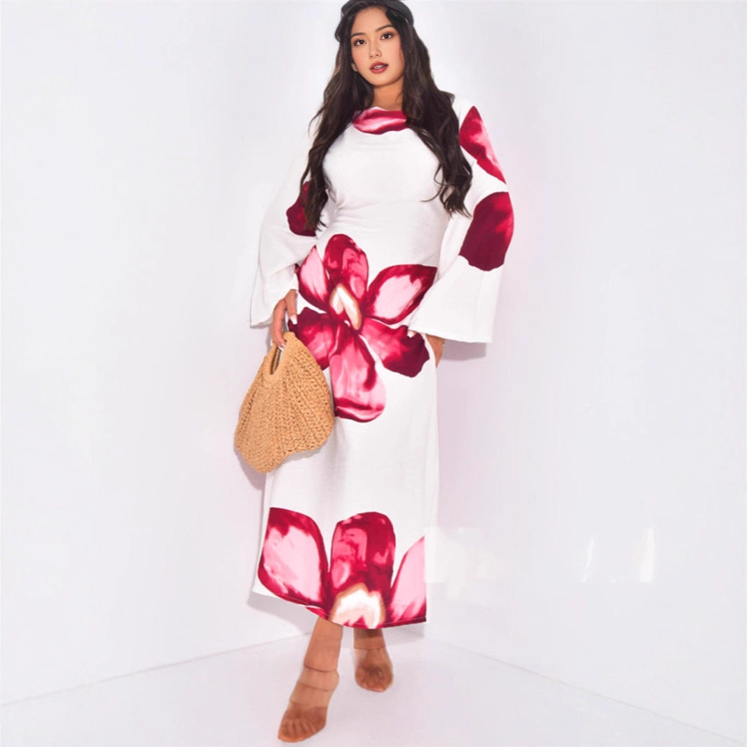 Creative Loose Long Sleeve Printed Dress Dresses