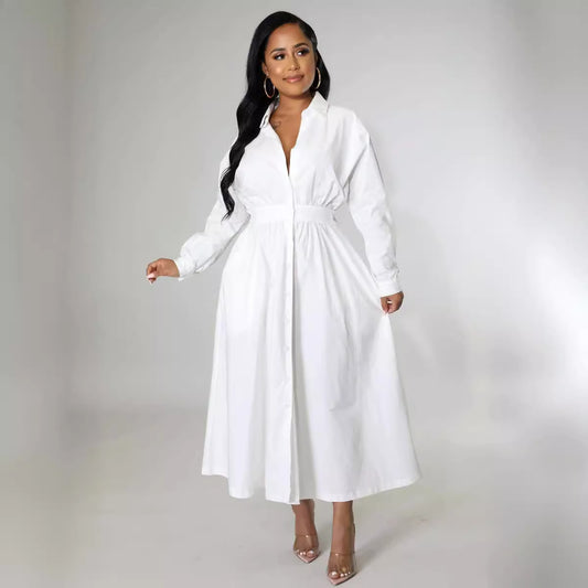 Women's Dress Fashionable Shirt Waist Loose Long Dresses