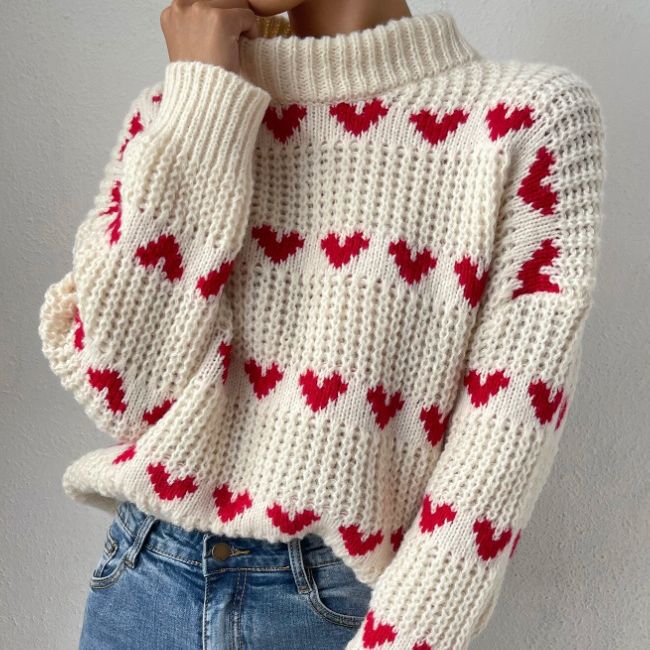Women's Pullover Loose Love Jacquard For Sweaters