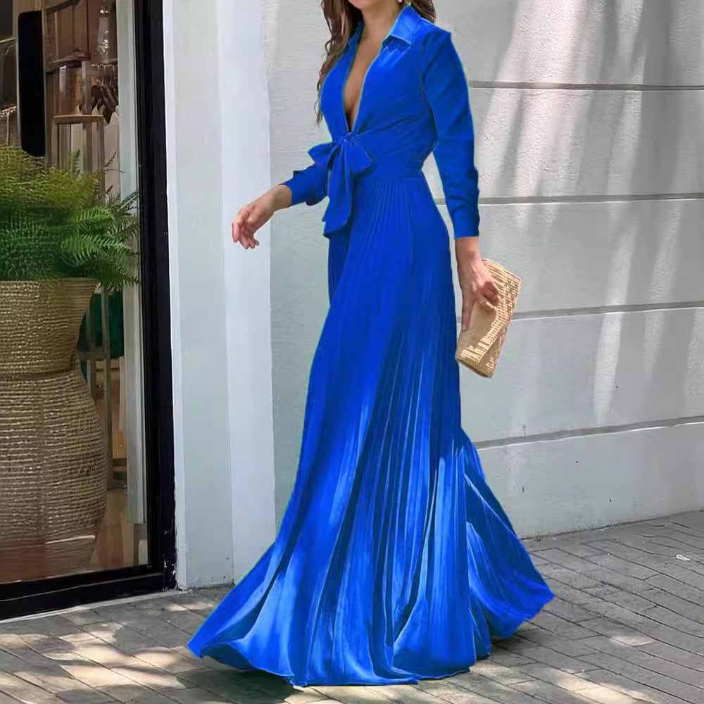 Women's Autumn Fashion Long Sleeve Lapel Loose Jumpsuits