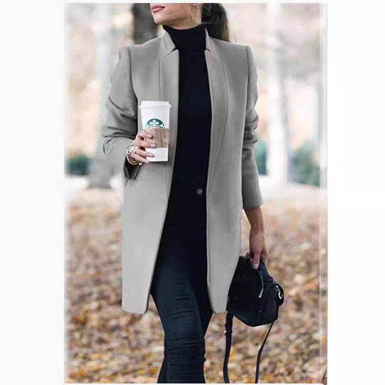 Fashion Solid Color Stand Collar Woolen Women's Sweater, Sweater