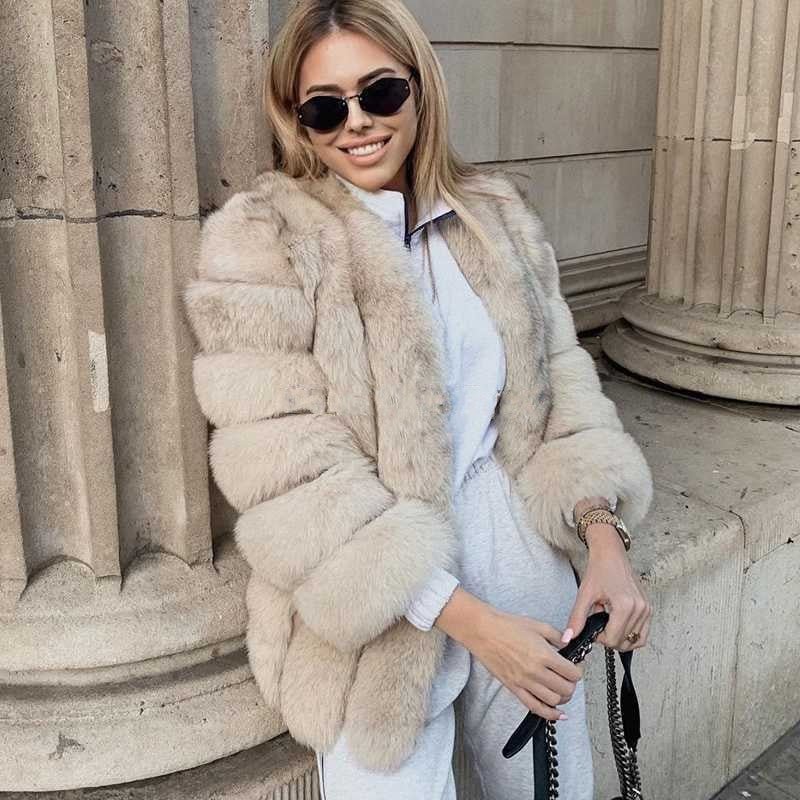 Women's Classic Faux Fox Fur Mid-length Coats