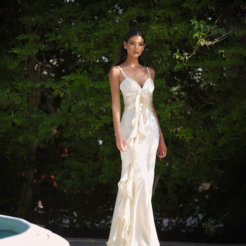 Women's Autumn Dress Fashionable Elegant Flower Ribbon Dresses