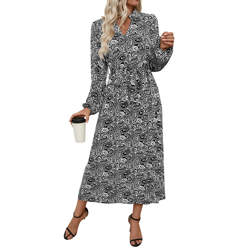 Women's Autumn Ethnic Print Elegant Dress Dresses