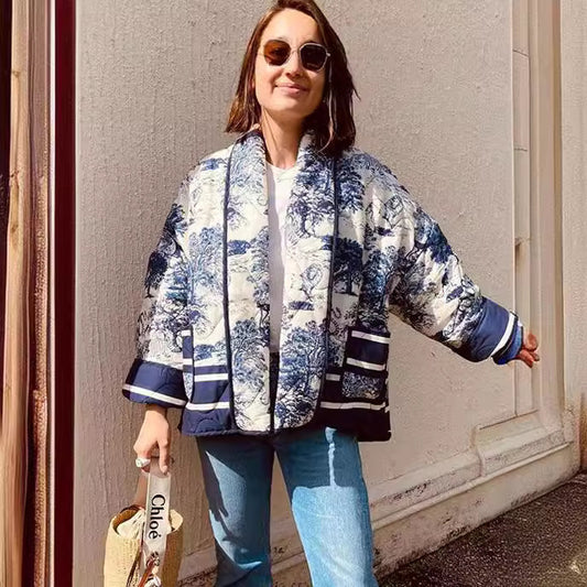 Women's Popular Versatile Autumn Print Cotton Coats