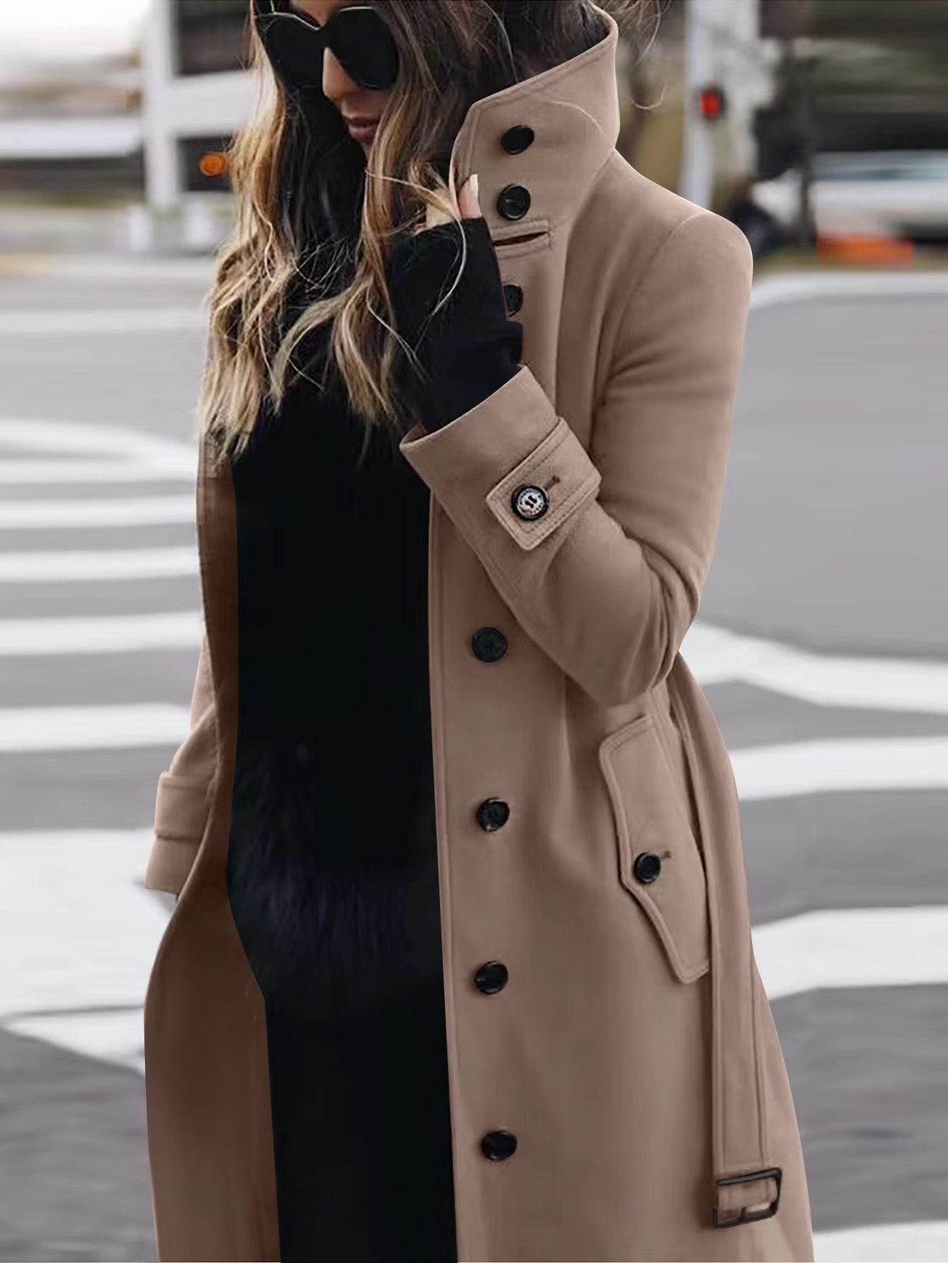 Women's Slim Fit Woolen Overcoat Clothes Coats