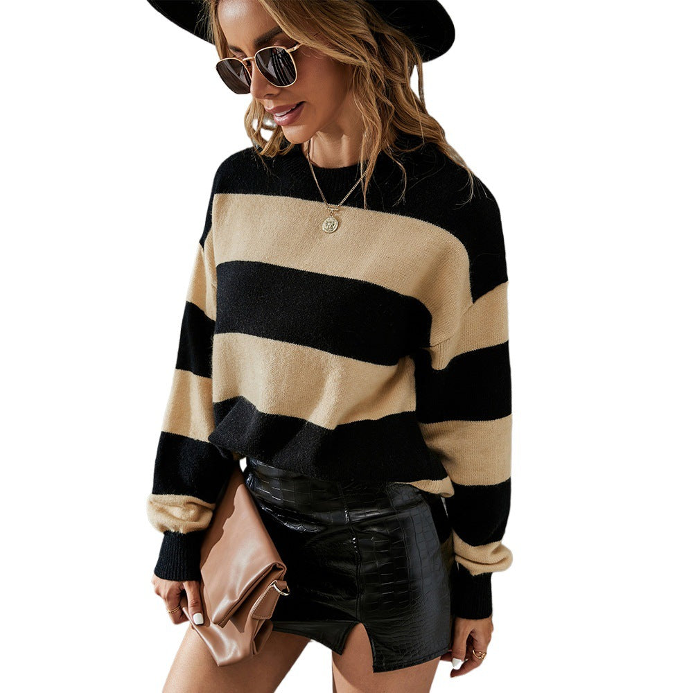 Women's Winter Striped Fashion Personality Pullover Slimming Sweaters