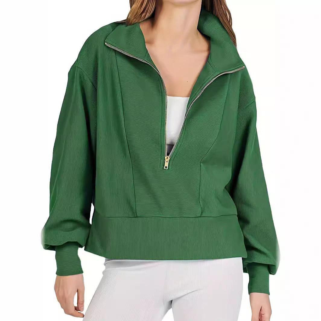 Women's Zipper Pullover Long Sleeve Sweatshirt Casual Women's Sweater, Sweater