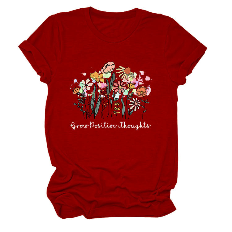 Women's Temperament Leisure Round Collar T-shirt Blouses