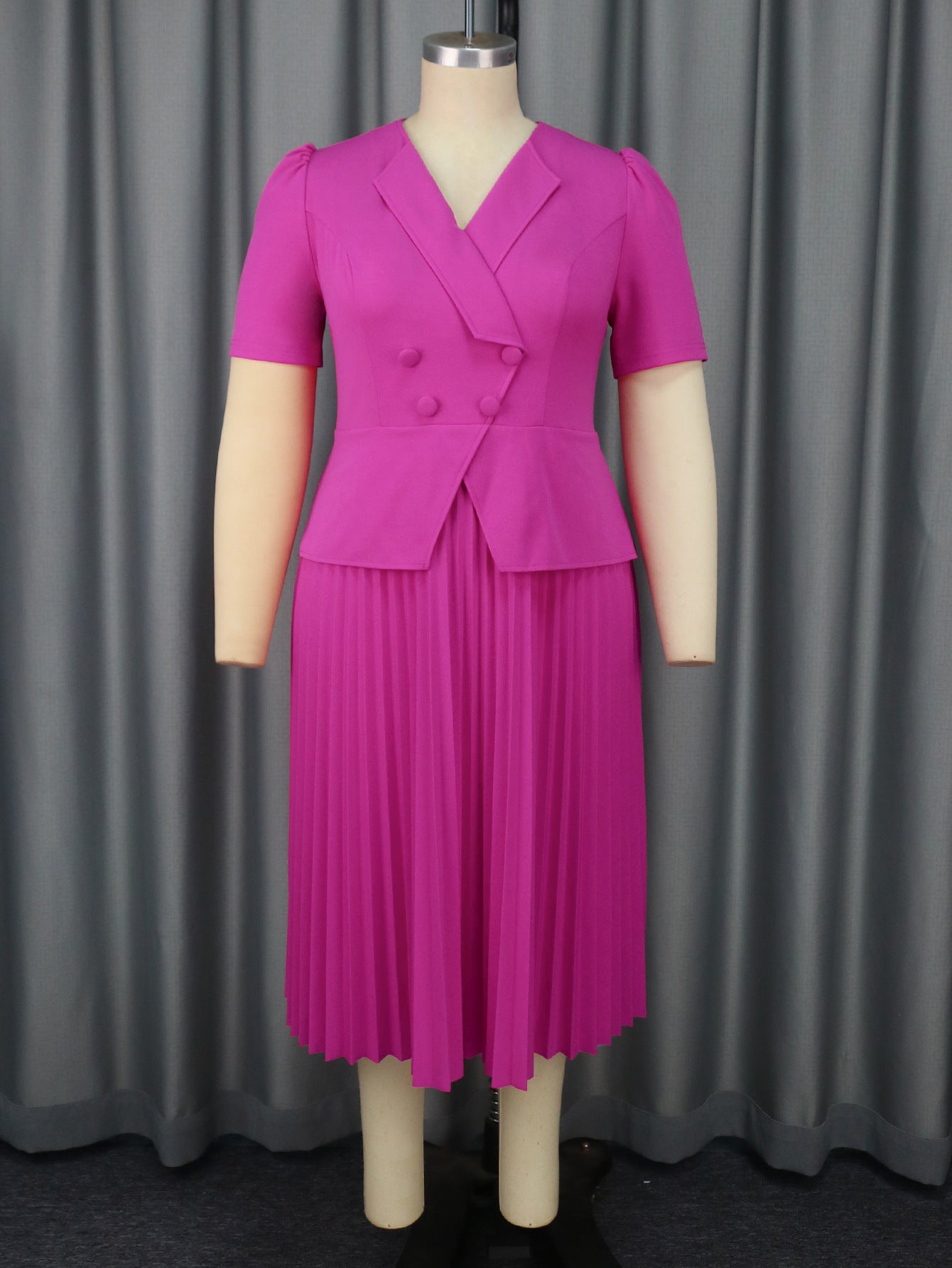 Collar Pleated Elegant Style High Waist Dresses