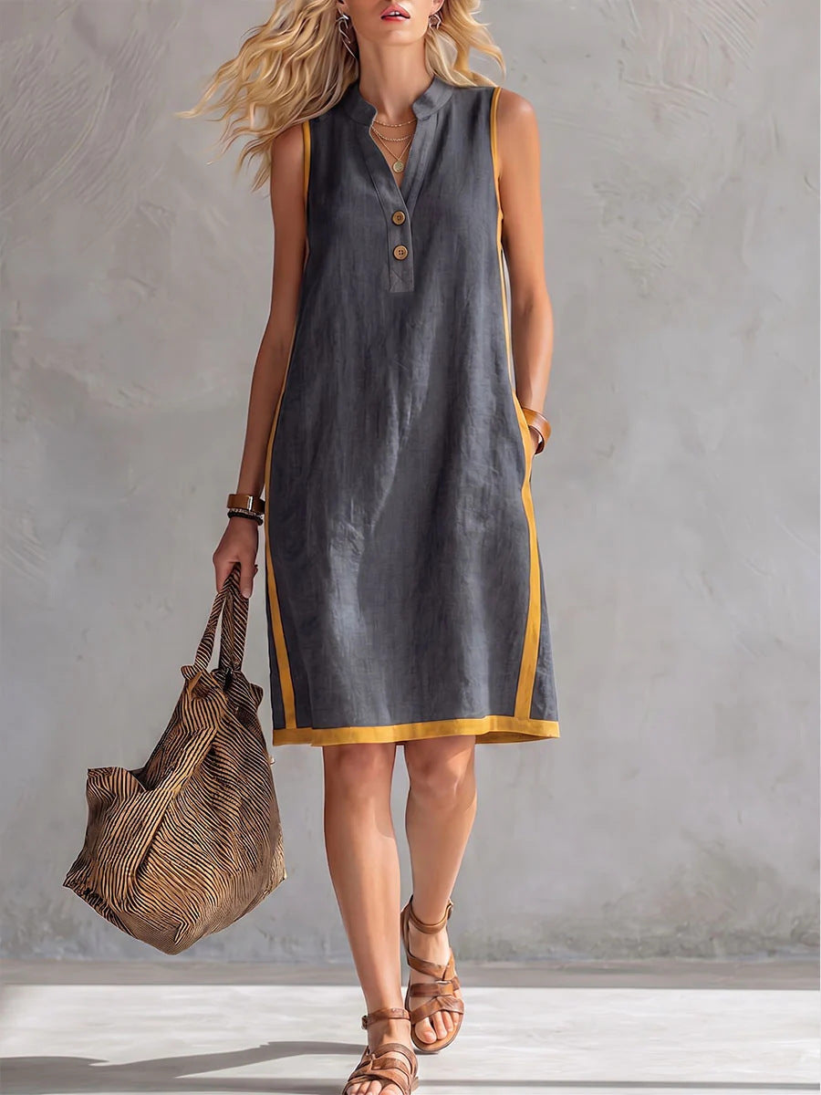 Women's Summer Sleeveless Casual Loose Cotton Linen Dress