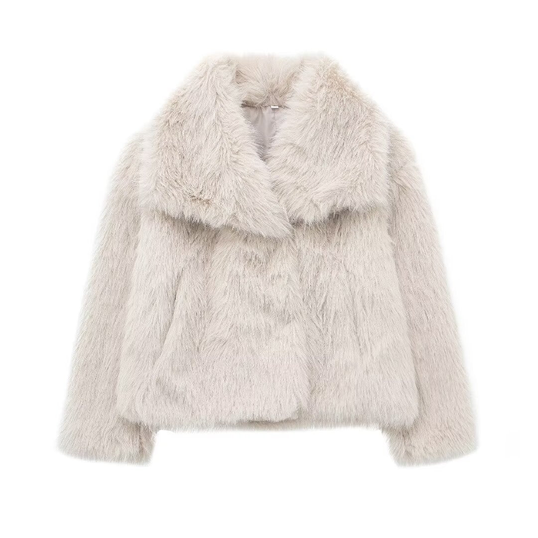 Women's Thick Lamb Wool Black Winter Furry Coats