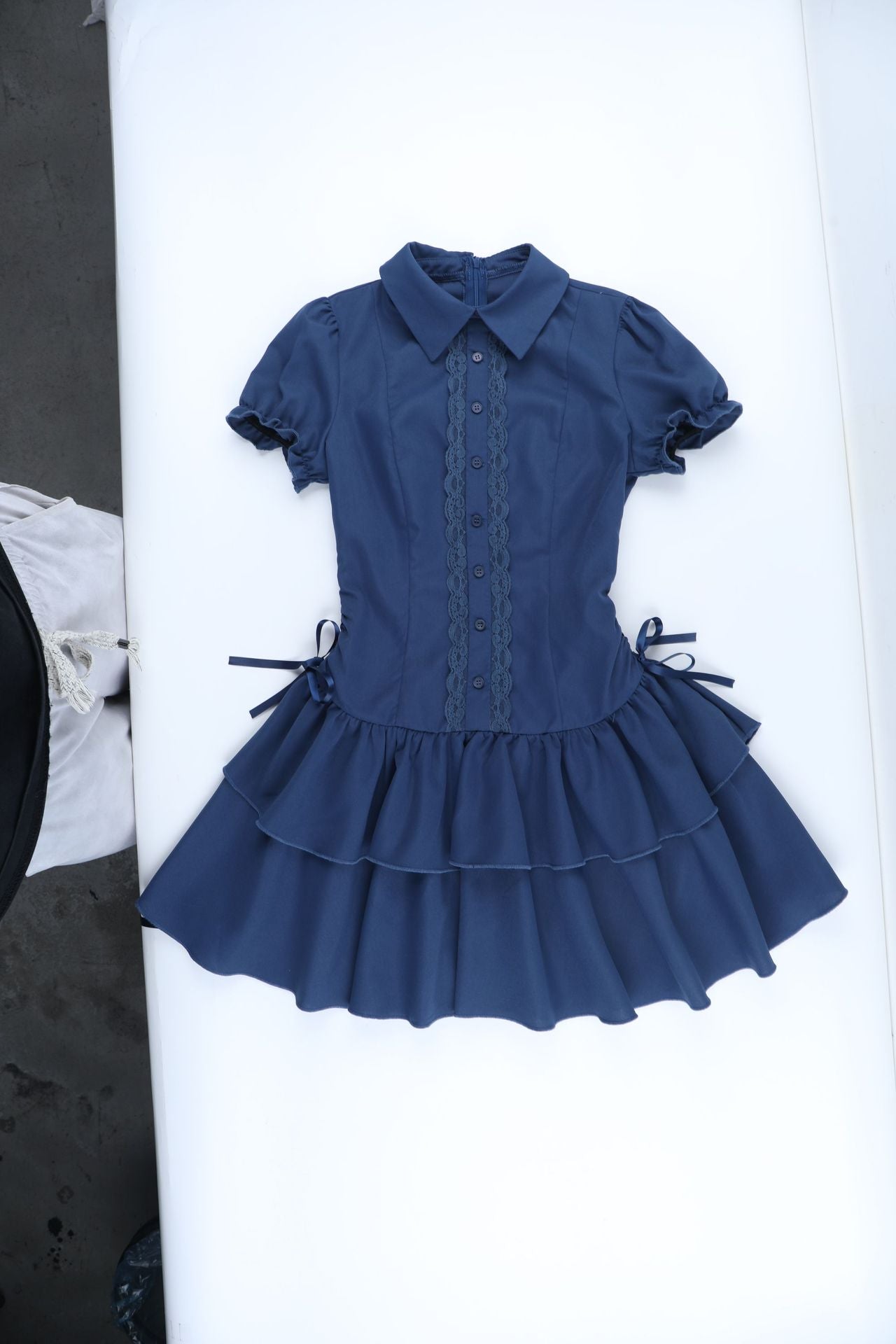 Women's Bow Short-sleeved Dress Retro Wear College Dresses