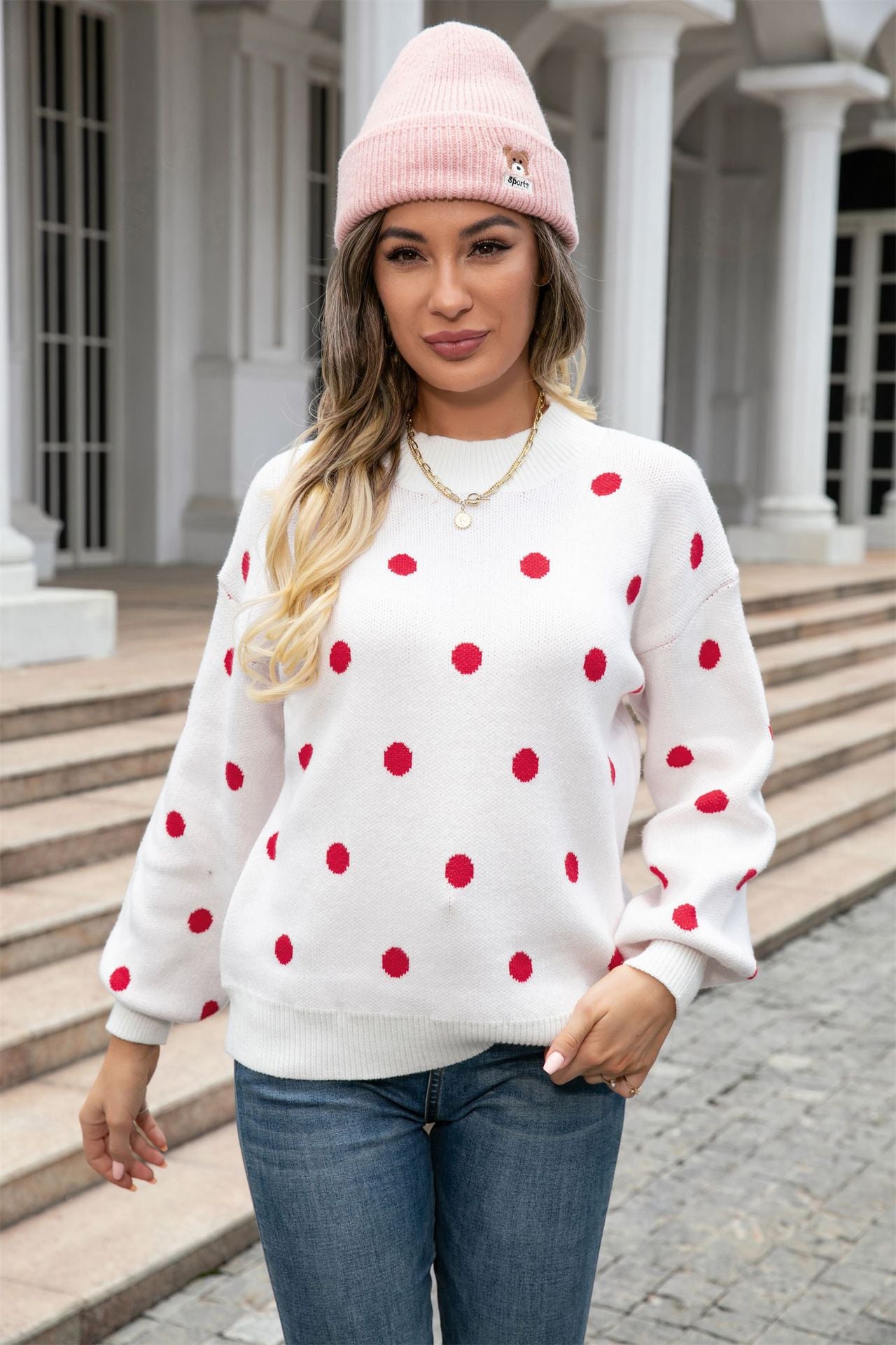 Charming Classic Unique Spring Dot Pullover Sweater
