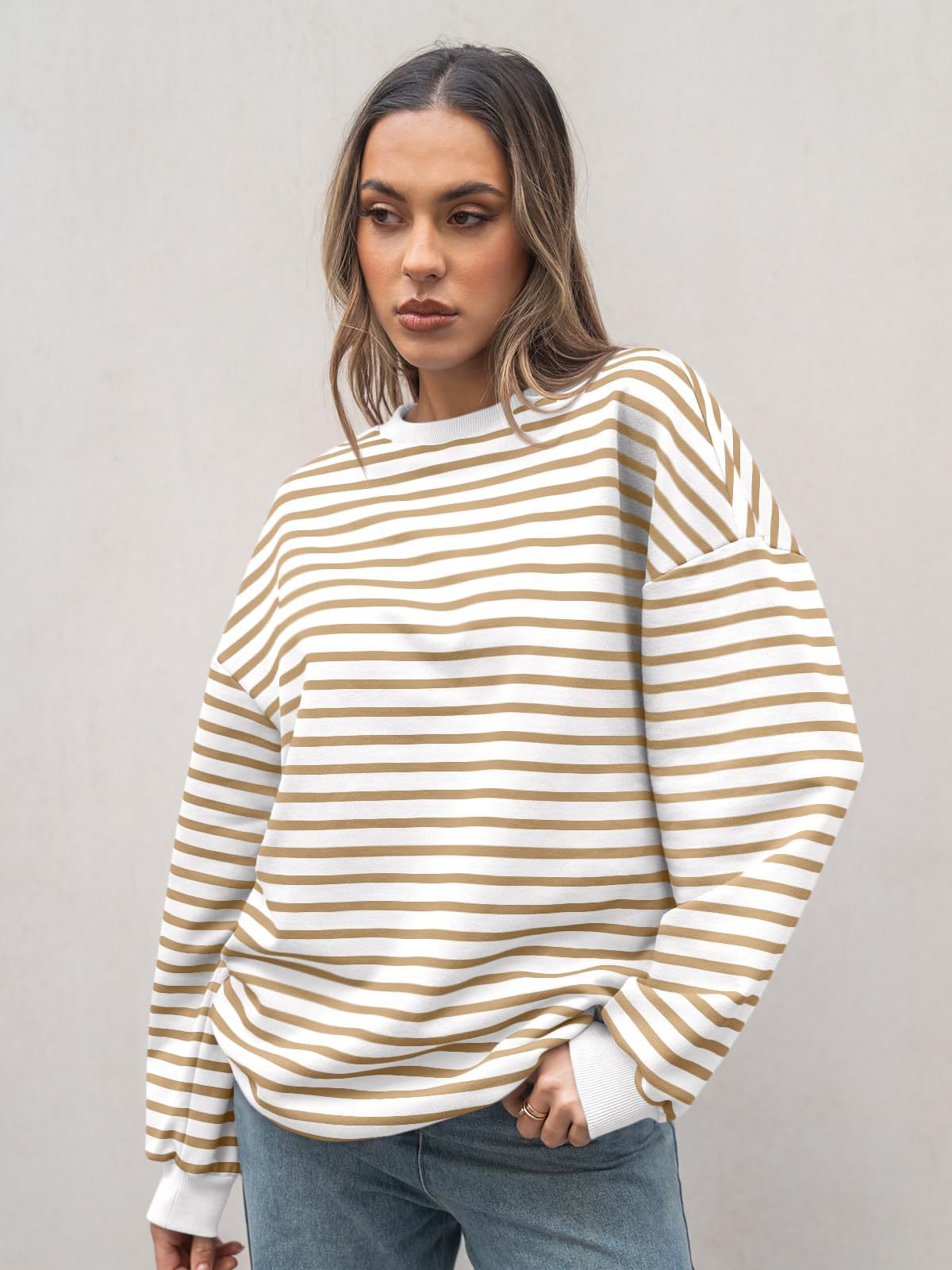 Graceful Elegant Women's Striped Long Sleeve Women's Sweater, Sweater