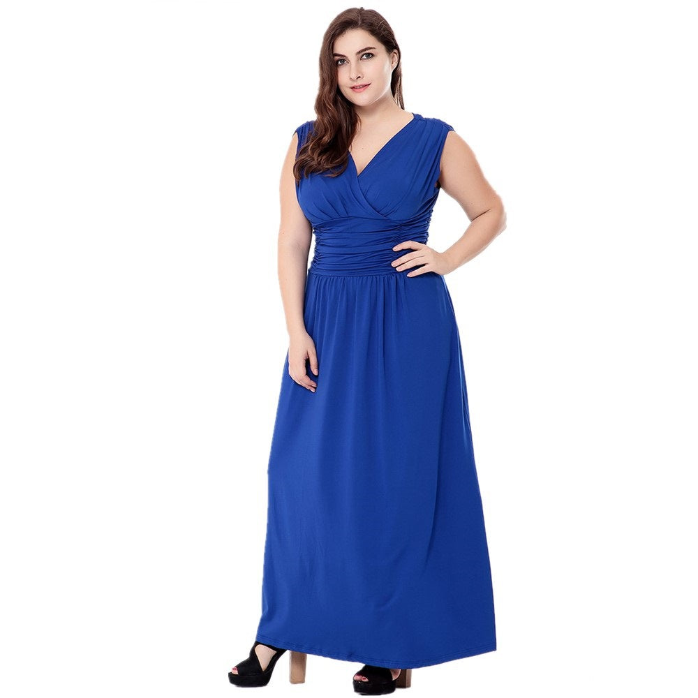 Women's Large Summer Sleeveless Bridesmaid Long Backless Dress