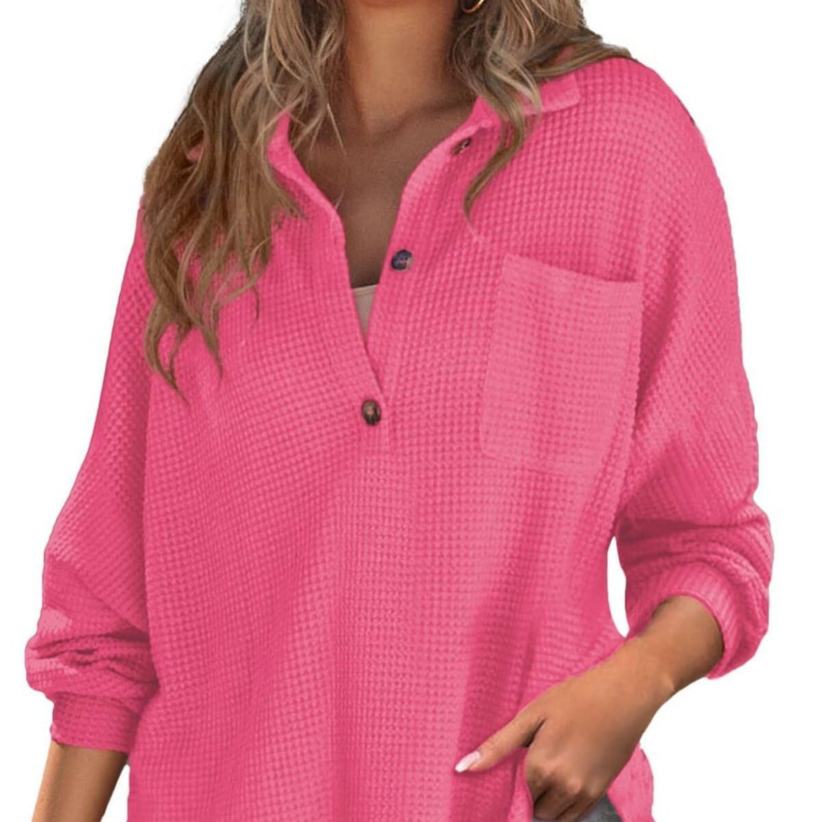 Women's Classy Comfortable Waffle Knit Waist Blouses