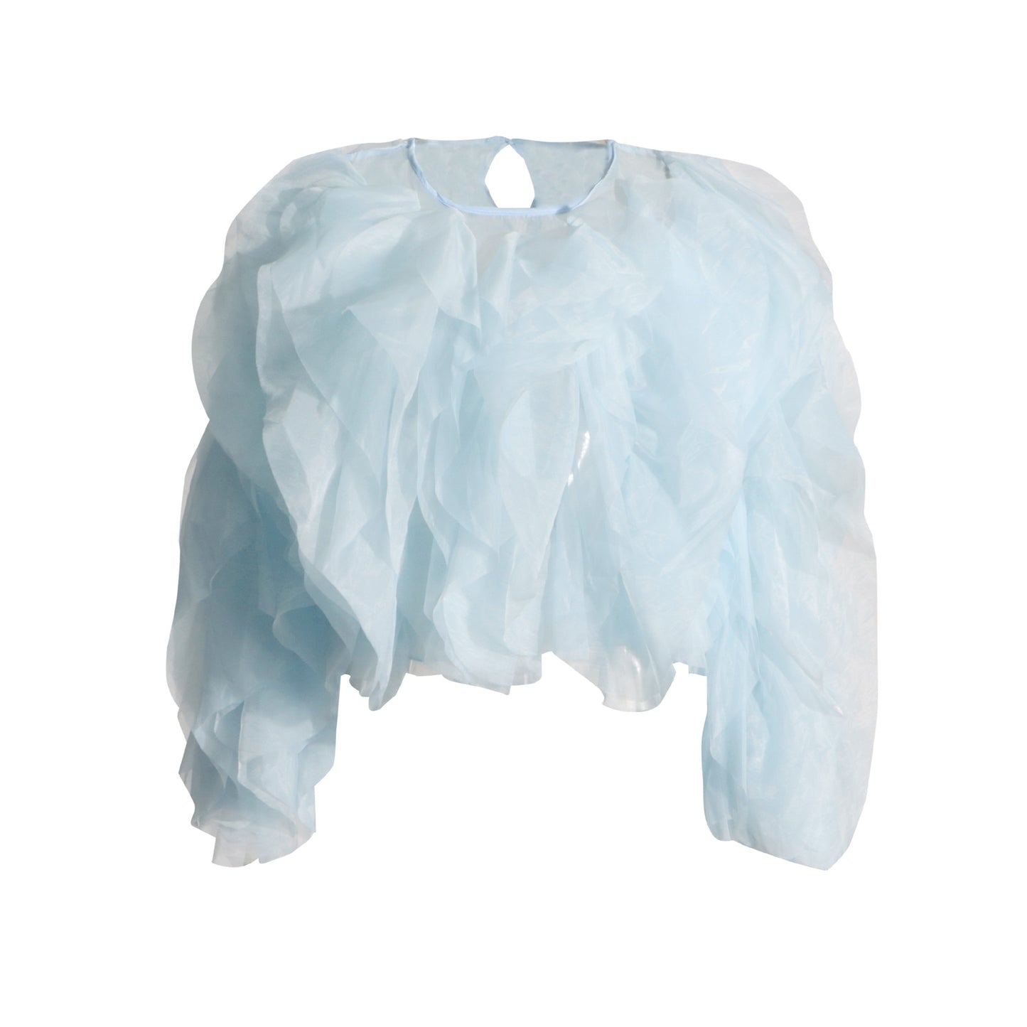 Women's Style Ruffled Patchwork Round Neck Pullover Blouses