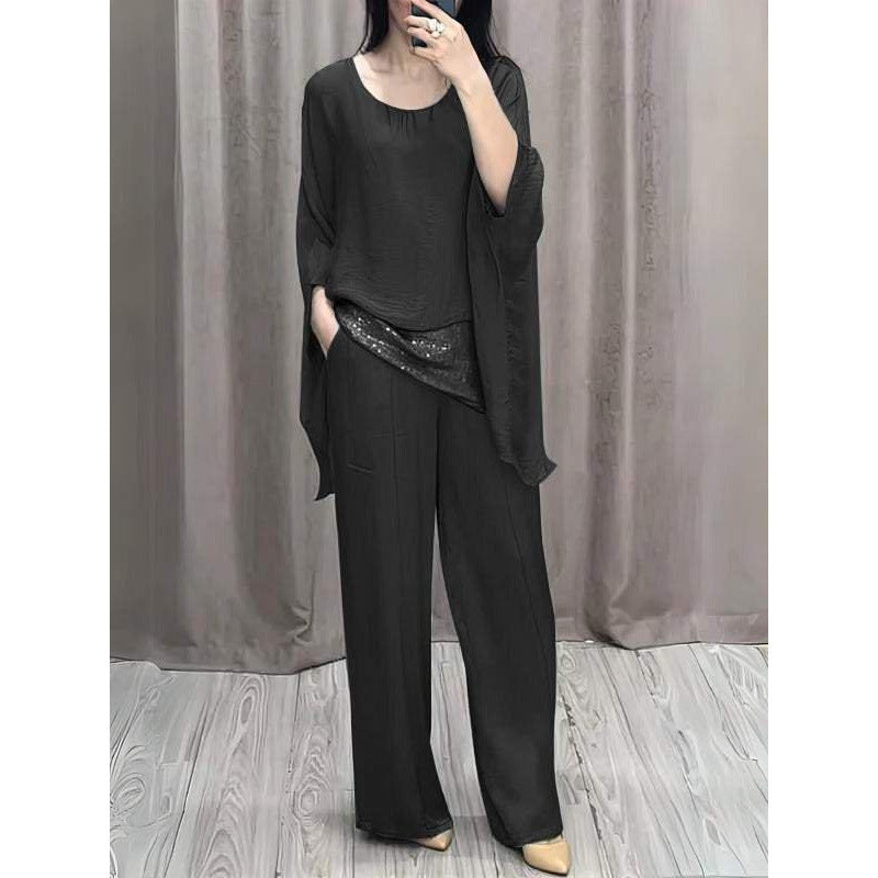 Graceful Fashion Shoulder Short-sleeved Trousers Casual Suits