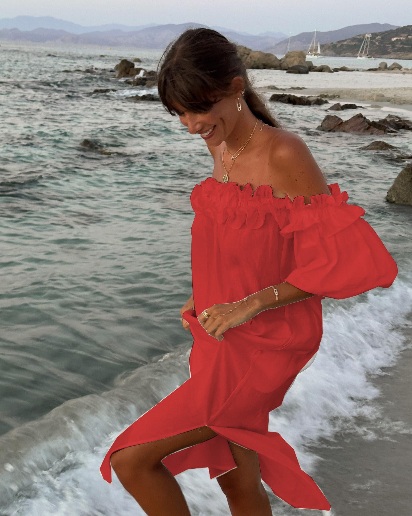 Women's Solid Color Cotton Linen Sexy Split Dresses