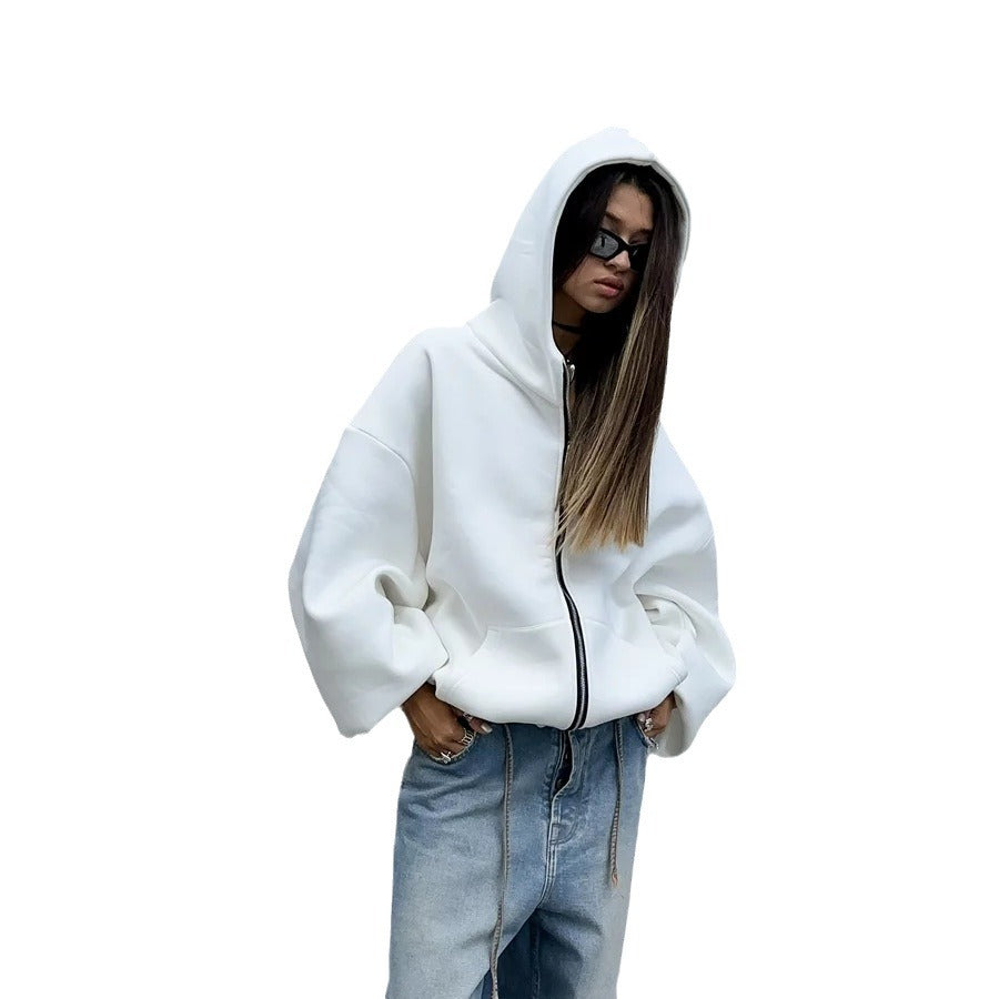 Women's Back Printed Hoodie Autumn Fashion Loose Coats