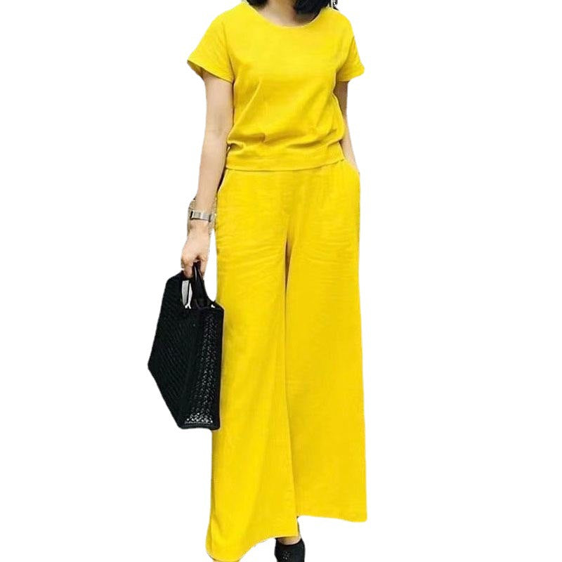 Women's Large Loose Short-sleeved Trousers Two-piece Set Fashion Casual Suit