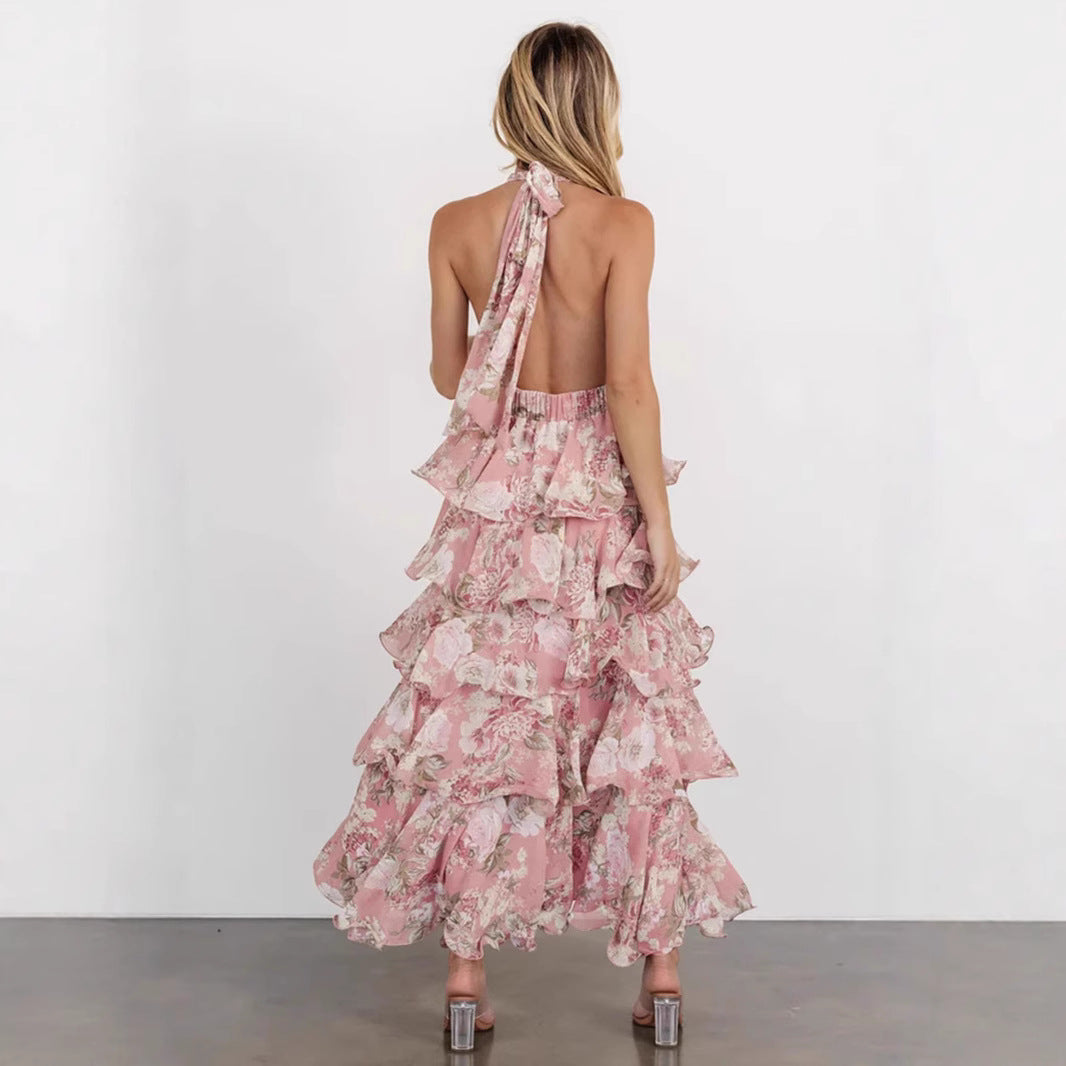 Women's Spring Dress Fashion Sexy Collar Sling Dresses