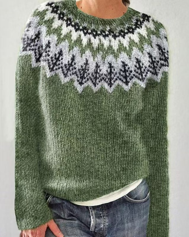 Women's Round Neck Multicolor Loose Fashion Pullover Sweaters