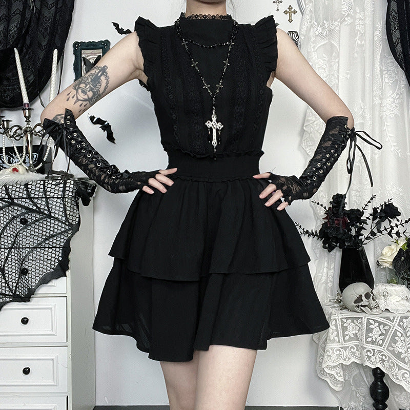 Gothic Dark Style Little Witch Pattern Cotton Dresses