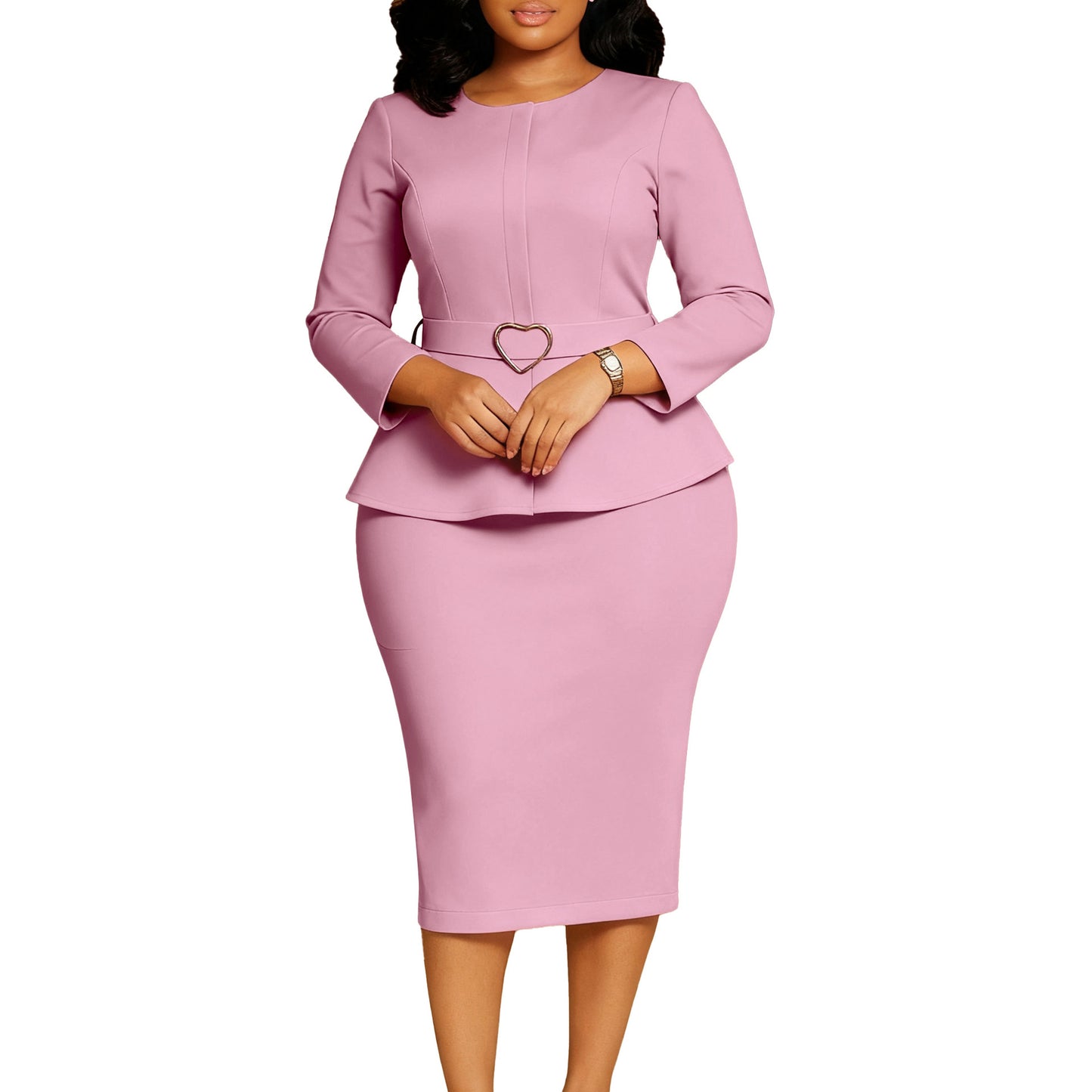 Women's Fashion Round Neck Temperament Ol Pencil Skirts