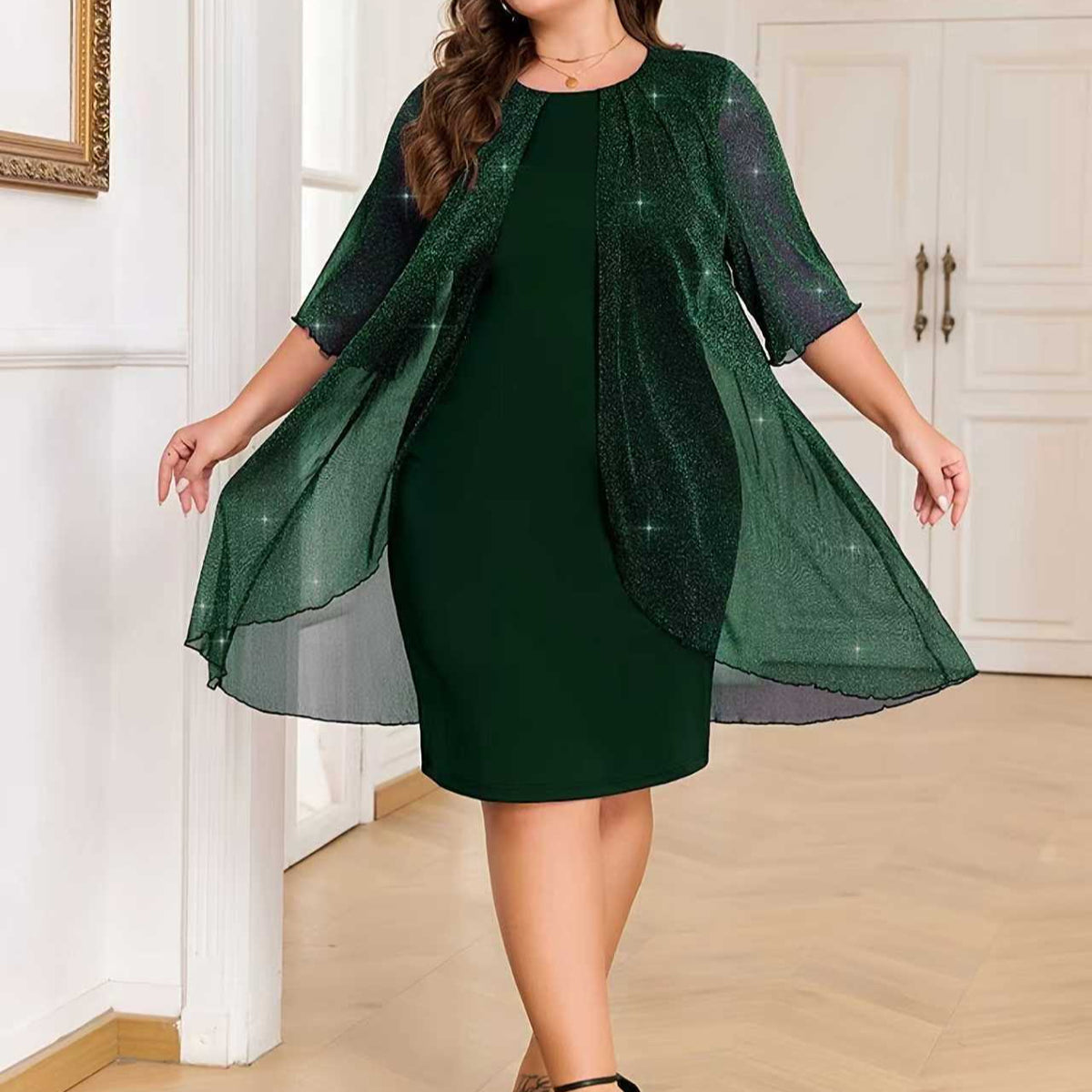Women's Pure Color Mesh Fashion Comfort Casual Dress
