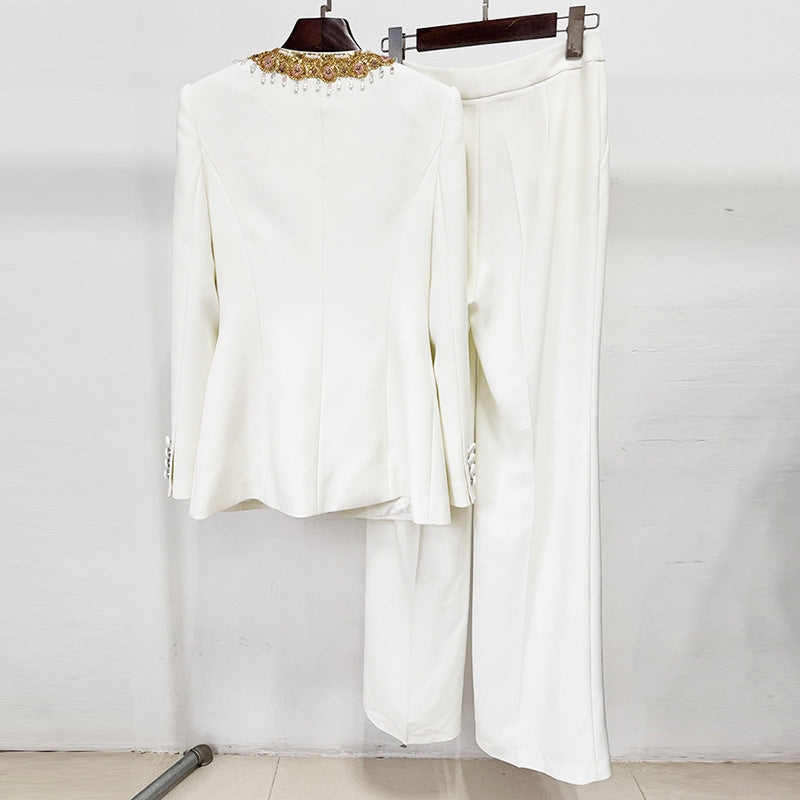 Embroidered Sequin Bead Diamond Trousers Two-piece Coats