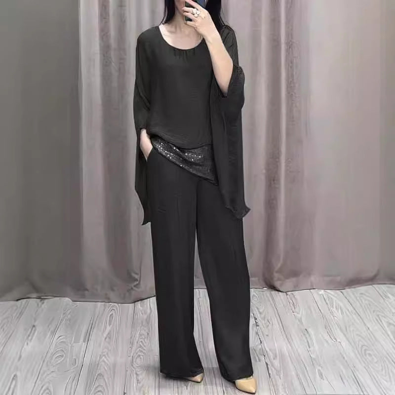 Graceful Fashion Shoulder Short-sleeved Trousers Casual Suits